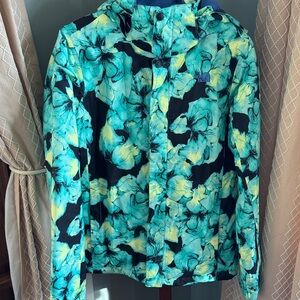 The North Face Turquoise Floral Hooded Ski Jacket